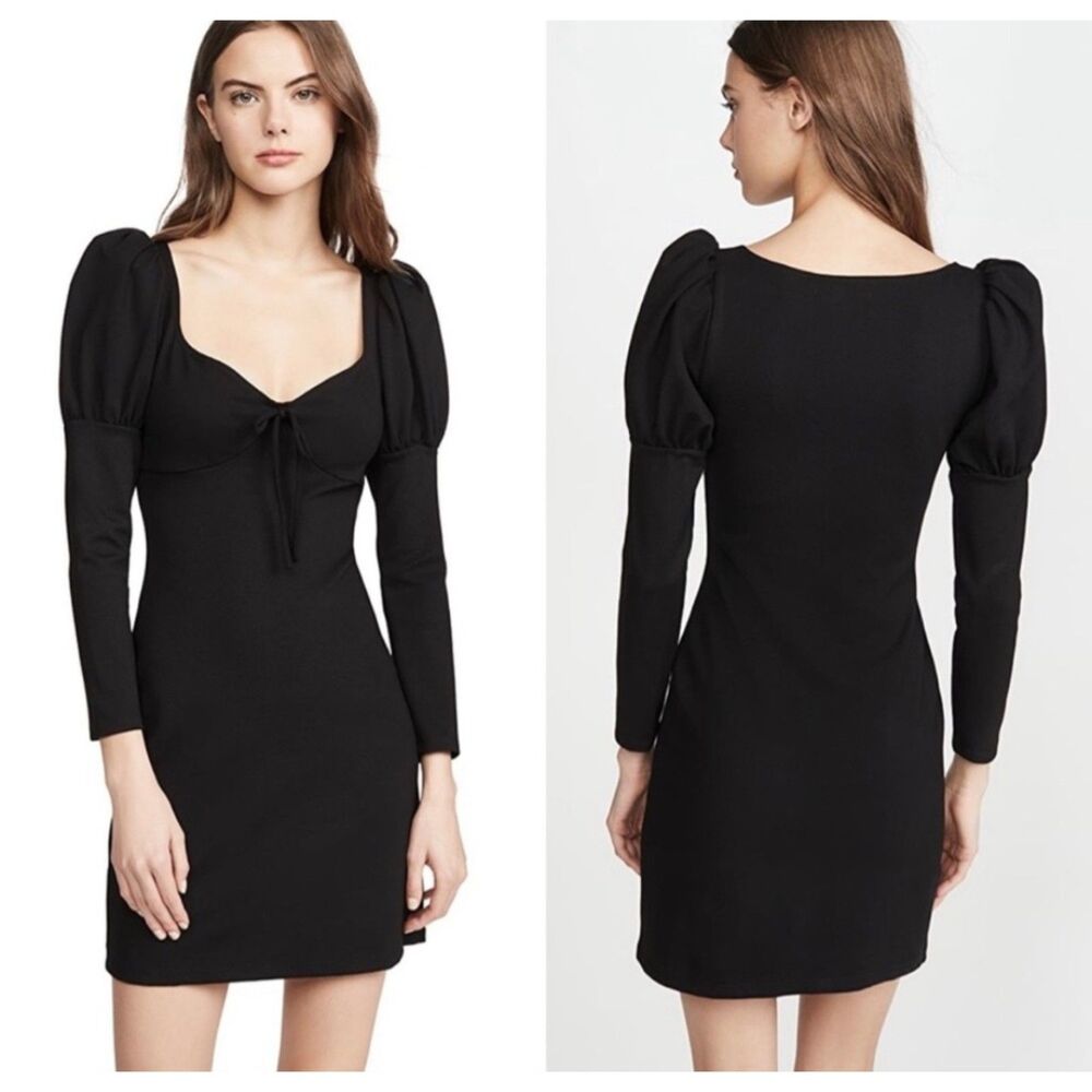Reformation NWT "Helga" Puff Sleeve Sweet and Sultry Mini Dress in Black, Sz M